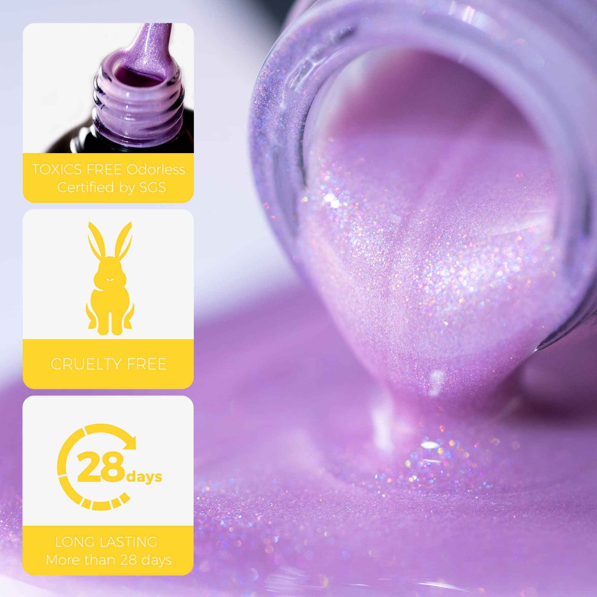 BURANO Pearl Gel Nail Polish - Purple Mermaid Glitter UV LED Gel for Nail Art | Long-Lasting Shimmer Shell Thread Design | Perfect for Salon, Home Manicure & Special Occasions