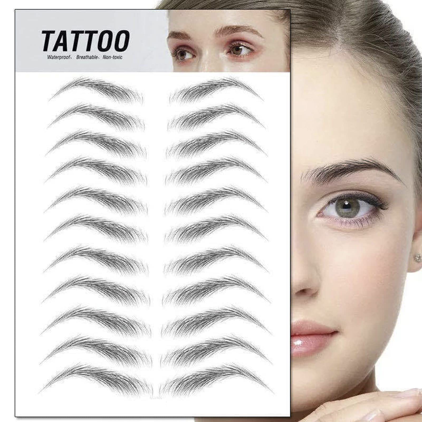 Nirbffo Waterproof Eyebrow Tattoo Stickers - 10 Sheets Natural Look for Daily Makeup