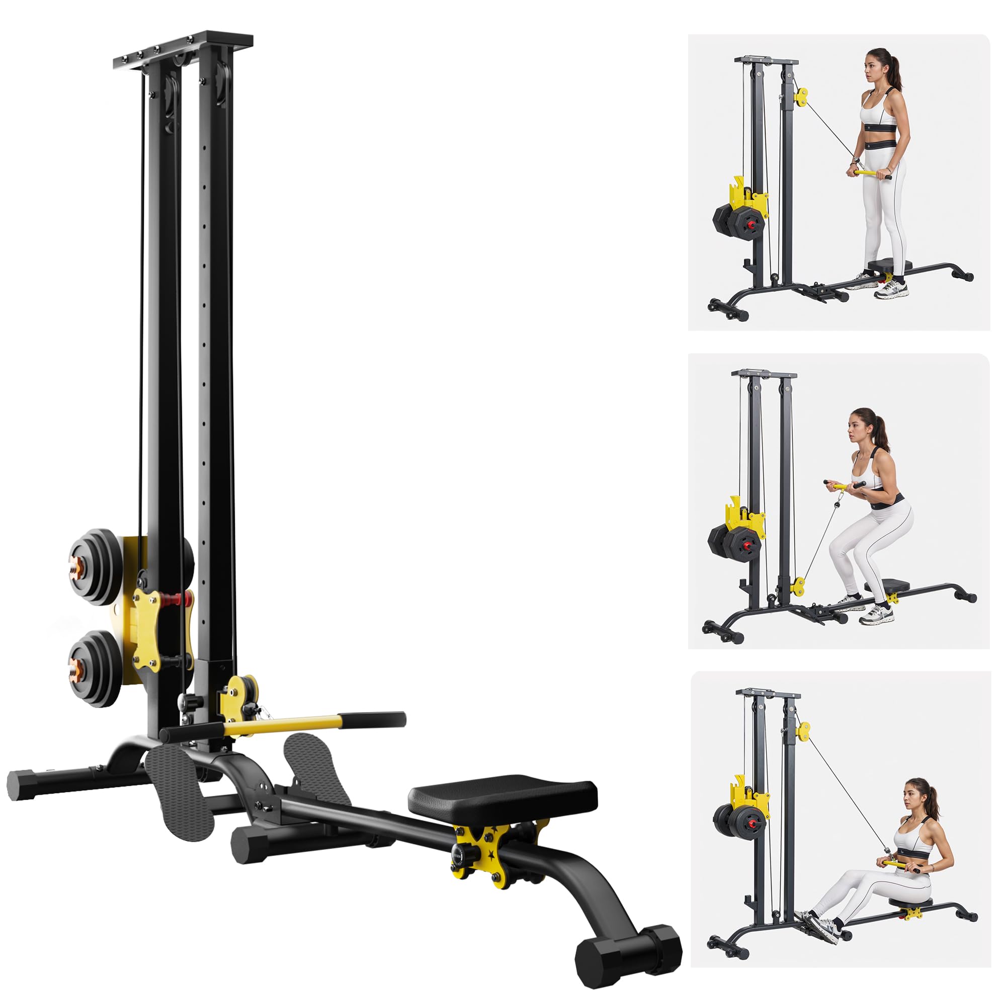 Soges Foldable LAT Pull Down and Rowing Machine - Multi-Functional Low Row Cable LAT Tower for Home Gym, Strength Training & Full Body Workout | Perfect for Small Spaces & Home Fitness Enthusiasts