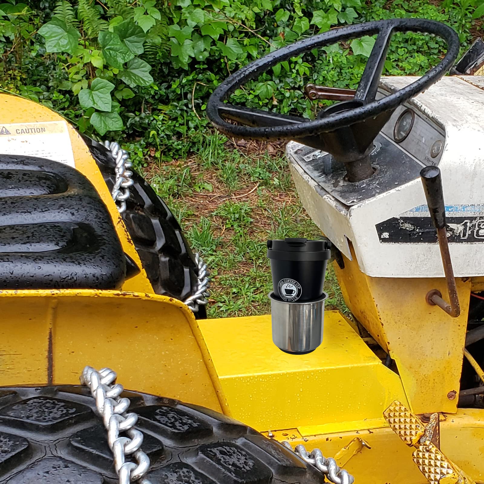 Horizontal Mounting Magnetic Cup Holder - Stainless Steel Beverage Drink Holder with Buffer Protection - Perfect for Tractors, Trucks, Boats & Outdoor Adventures