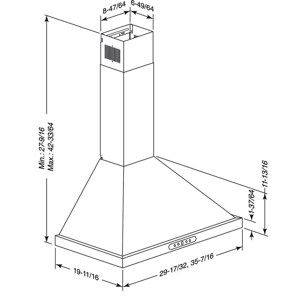 Broan Elite EWP1 Series Stainless Steel Chimney Range Hood - 30