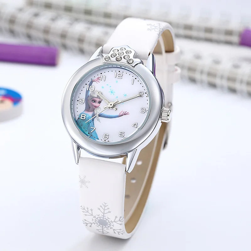 Premium Frozen-Themed Wristwatch for Kids & Collectors - Disney Inspired Elsa Anna Watch - Perfect for Birthday Gifts, Cosplay & Movie Fans (Blue/White)