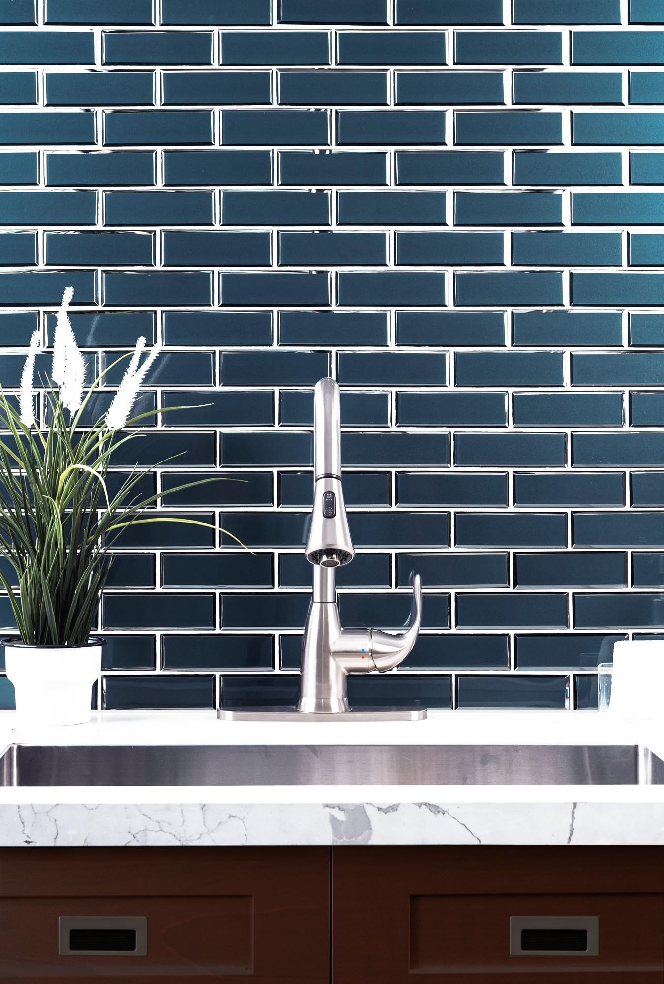 MSI Vague Blue 11.73x11.73 Inch Glass Subway Tile - Kitchen Backsplash, Bathroom & Shower Wall Mosaic Tile with Mesh Mount | Perfect for Modern Home Renovation, Spa-Like Bathroom Design and Stylish Kitchen Upgrade