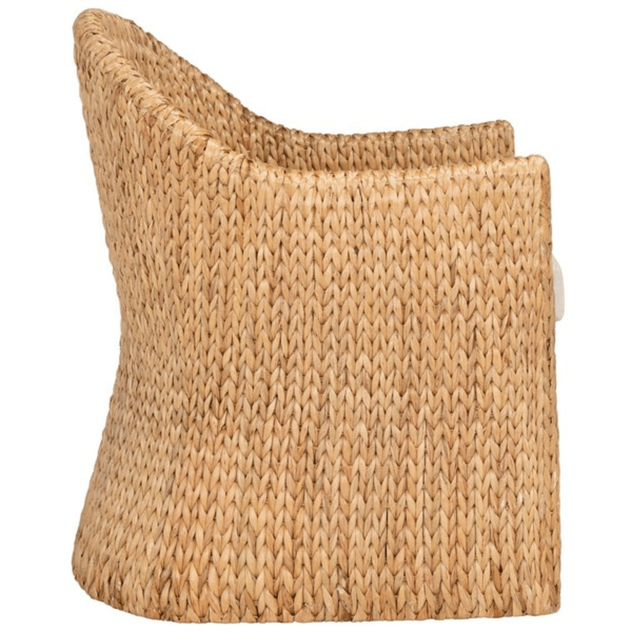 Braided Natural Water Hyacinth Dining Chair with Beige Cushion - Eco-Friendly Woven Rattan Seat for Indoor/Outdoor Dining Room, Patio, Kitchen, and Restaurant Use