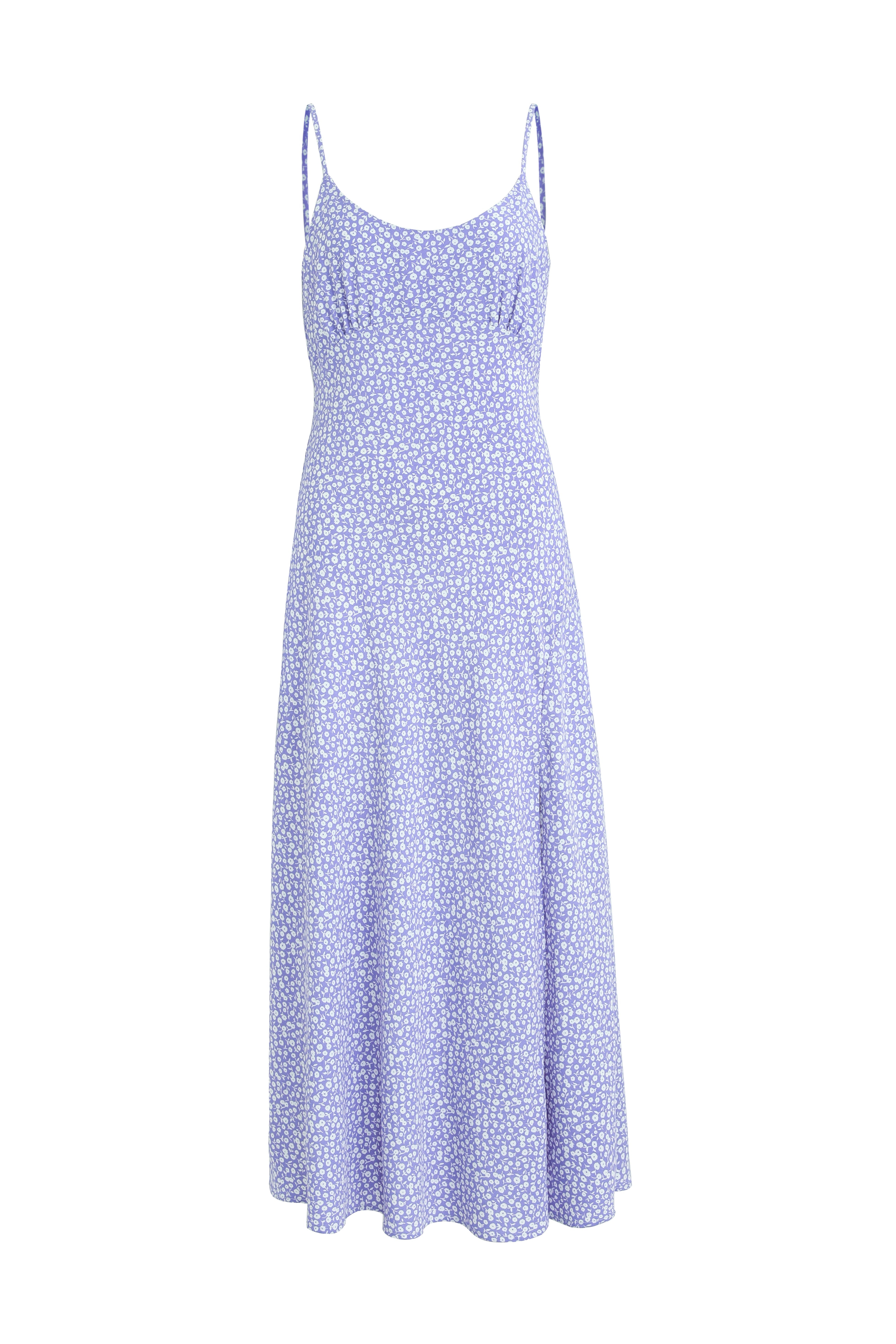 Dallas Lilac Ditsy Floral Strappy Midi Dress - Women's Summer Floral Print Dress with Adjustable Straps | Perfect for Weddings, Parties & Date Nights