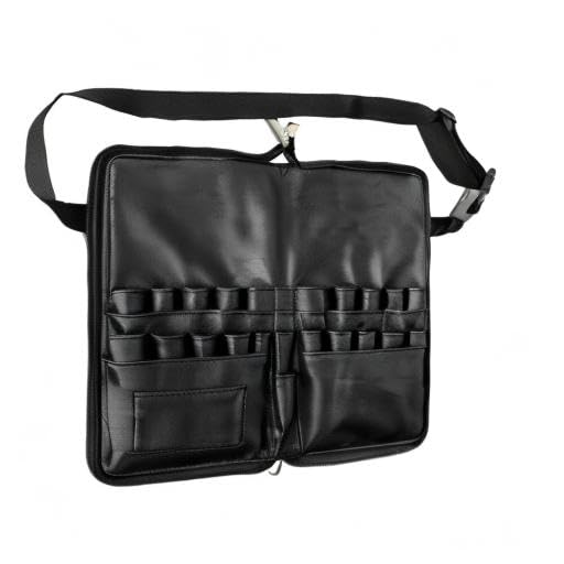 Professional Makeup Brush Organizer Bag - 24 Pockets Foldable Cosmetic Brush Holder with Artist Belt Strap & Zipper Closure | Perfect for Travel, Home Storage & Makeup Artist On-The-Go (Brushes Not Included)