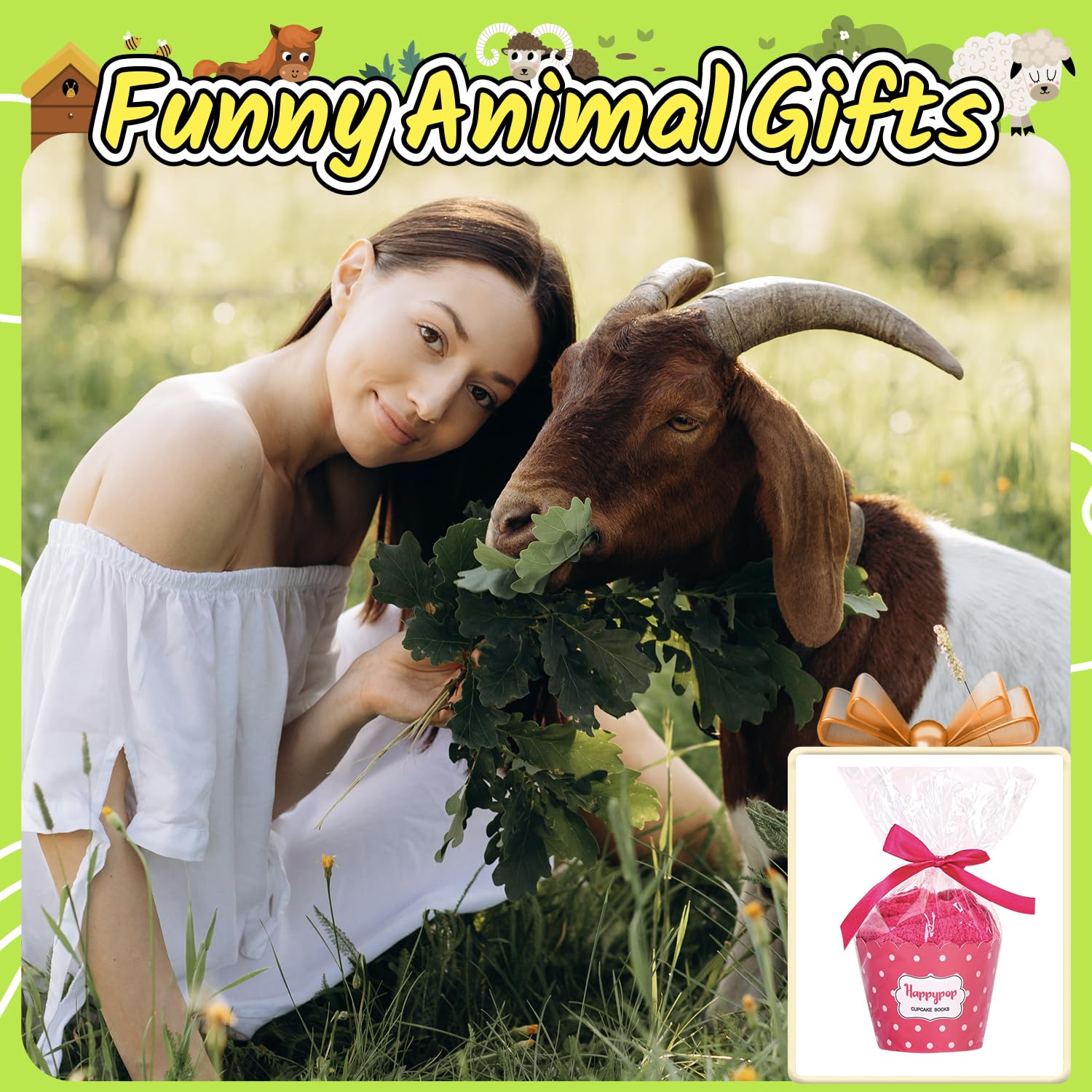 HappyPop Women's Fuzzy Pink Goat Socks - Cozy Winter Warm Socks for Goat Lovers - Perfect Gift for Christmas, Birthday & Animal Lovers - Ideal for Home, Office & Outdoor Activities