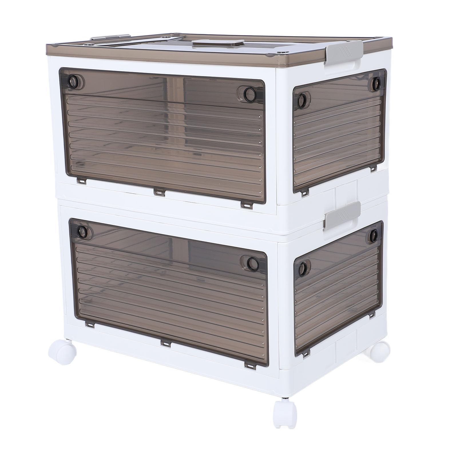 Foldable Storage Box with Wheels & Lids - Stackable Clear Plastic Storage Bins for Bedroom, Living Room, Office - Medium 4.75L (2 Pack) - Perfect for Organizing Clothes, Toys & Home Essentials