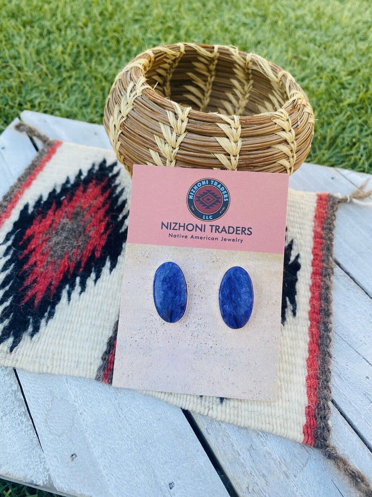 Navajo Sterling Silver and Charoite Stud Earrings - Handmade Native American Jewelry for Women | Perfect for Casual Wear, Gifts, and Special Occasions