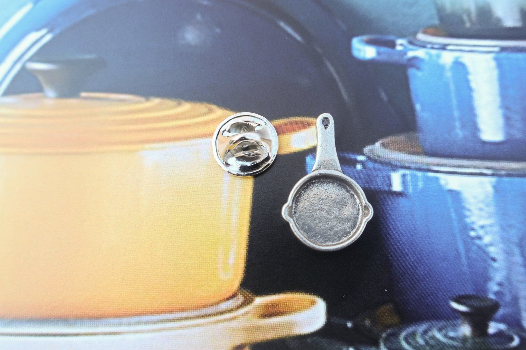 Jim Clift Design Frying Pan Lapel Pin - Unique Kitchen-Themed Enamel Pin for Chefs & Food Lovers - Perfect for Aprons, Hats & Jackets