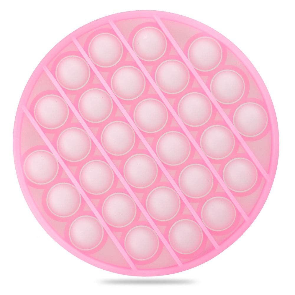 Glow in The Dark Push Pop Bubble Sensory Fidget Toy - Silicone Stress Reliever for Adults & Kids - Fluorescent Anxiety Relief Toy (Pink) - Perfect for ADHD, Autism, Office & Classroom Focus