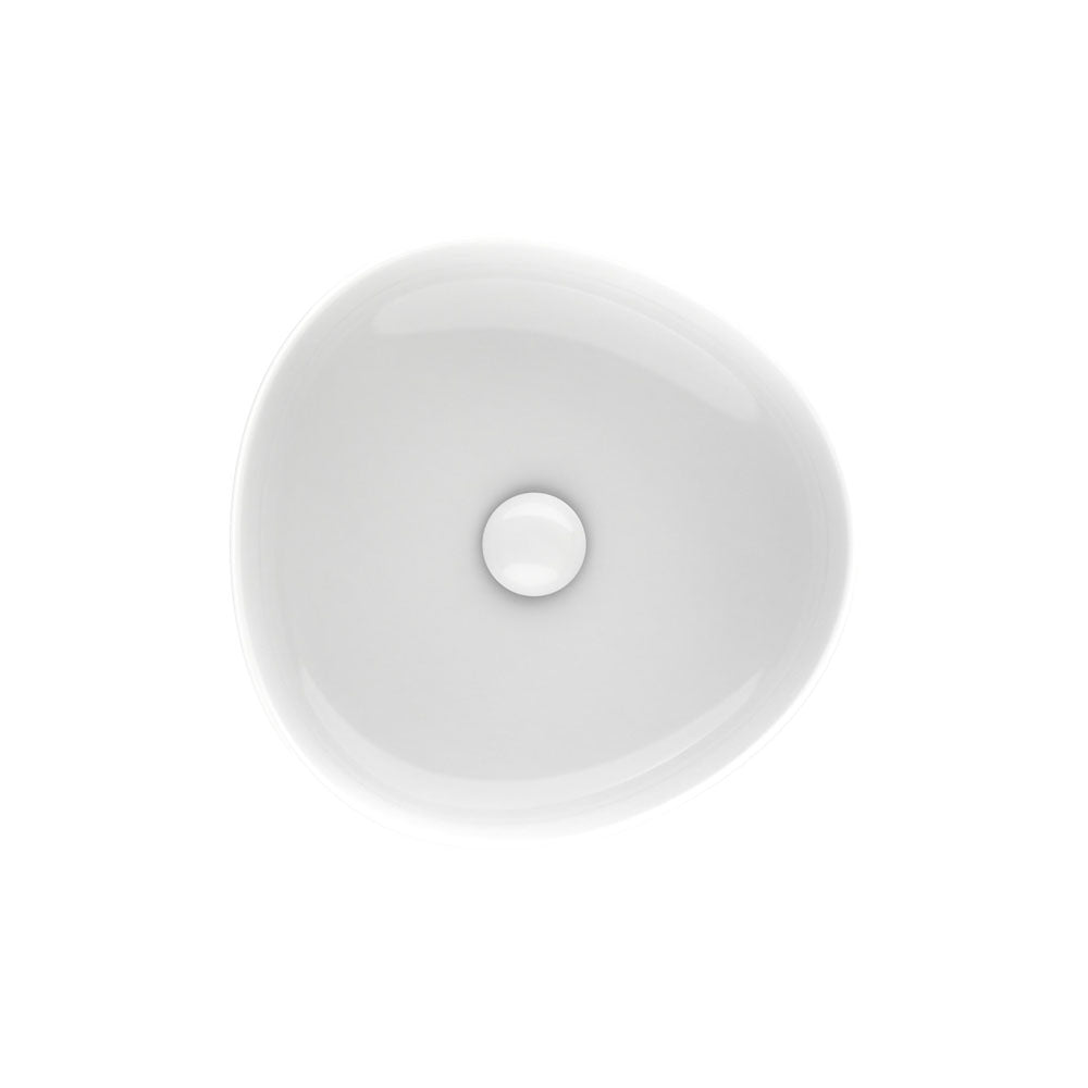 Fienza RB486 Pebble Small Above Counter Bathroom Sink, Gloss White - Perfect for Modern Vanities and Powder Rooms