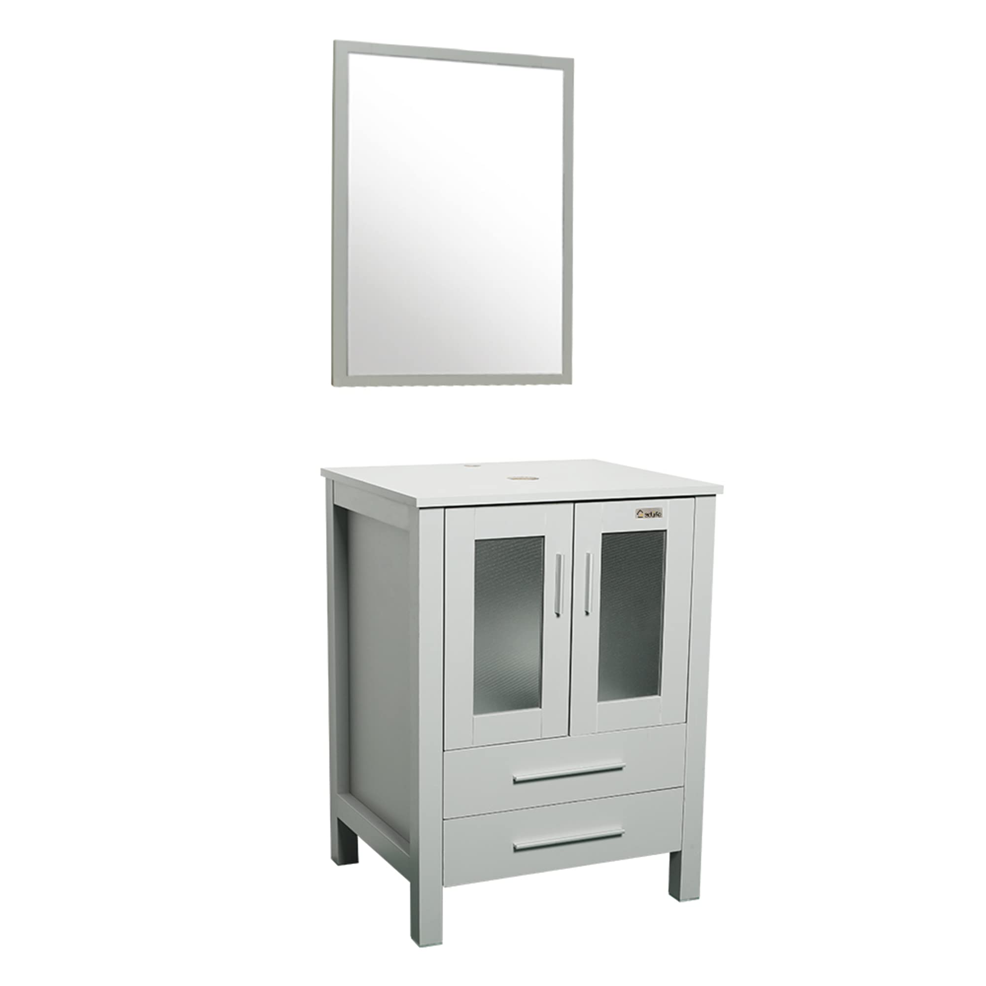 Modern Bathroom Vanity BT-B02GY - 36 Inch Single Sink Vanity Set with Soft-Close Drawers & LED Mirror - Perfect for Small Bathrooms, Apartments, and Guest Bathrooms