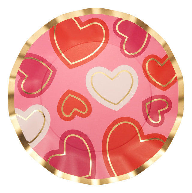 Elegant Wavy Edge Dinner Plates Set of 8 - Romantic Love Notes Design for Dining, Entertaining & Special Occasions