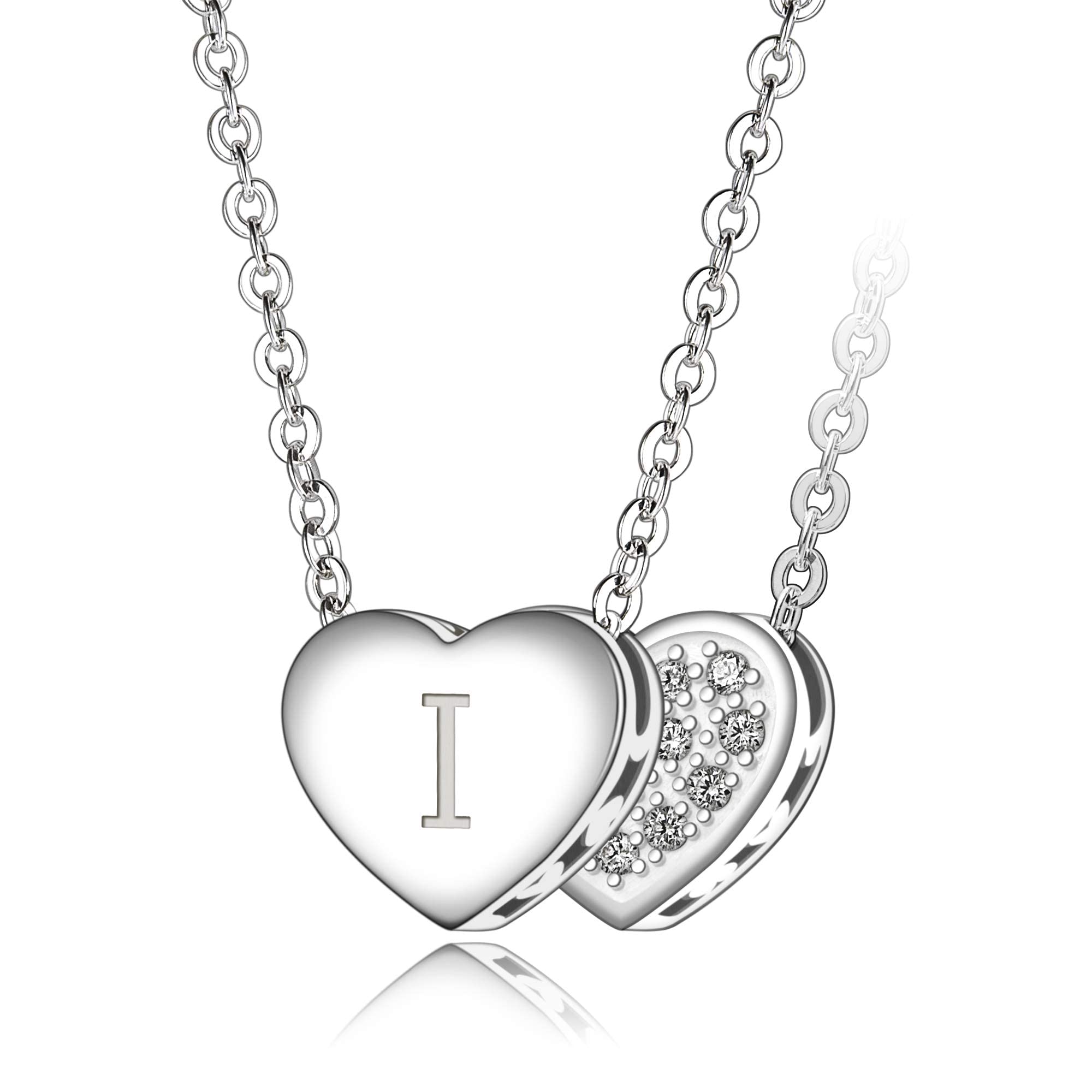 Personalized Initial Necklaces for Women - Sterling Silver Heart Pendant with A-Z Letter Charm - Custom Name Necklace Jewelry Gift for Her - Perfect for Birthdays, Anniversaries & Everyday Wear