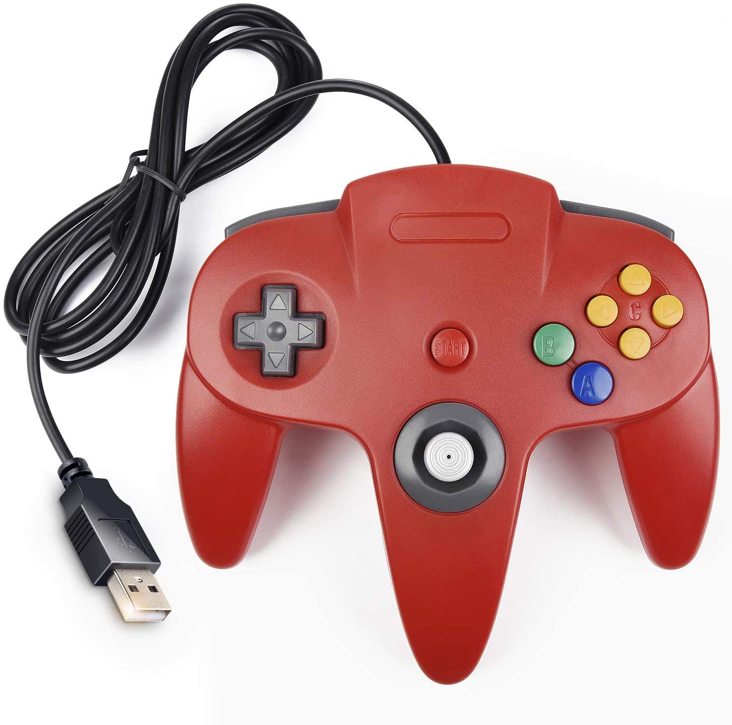 4 Pack USB N64 Controller - Classic Wired 64 Gamepad Joystick for PC, Mac, Raspberry Pi 4 & Windows - Retro Gaming Accessories for Nintendo 64, Super Smash Bros & Mario Kart Players