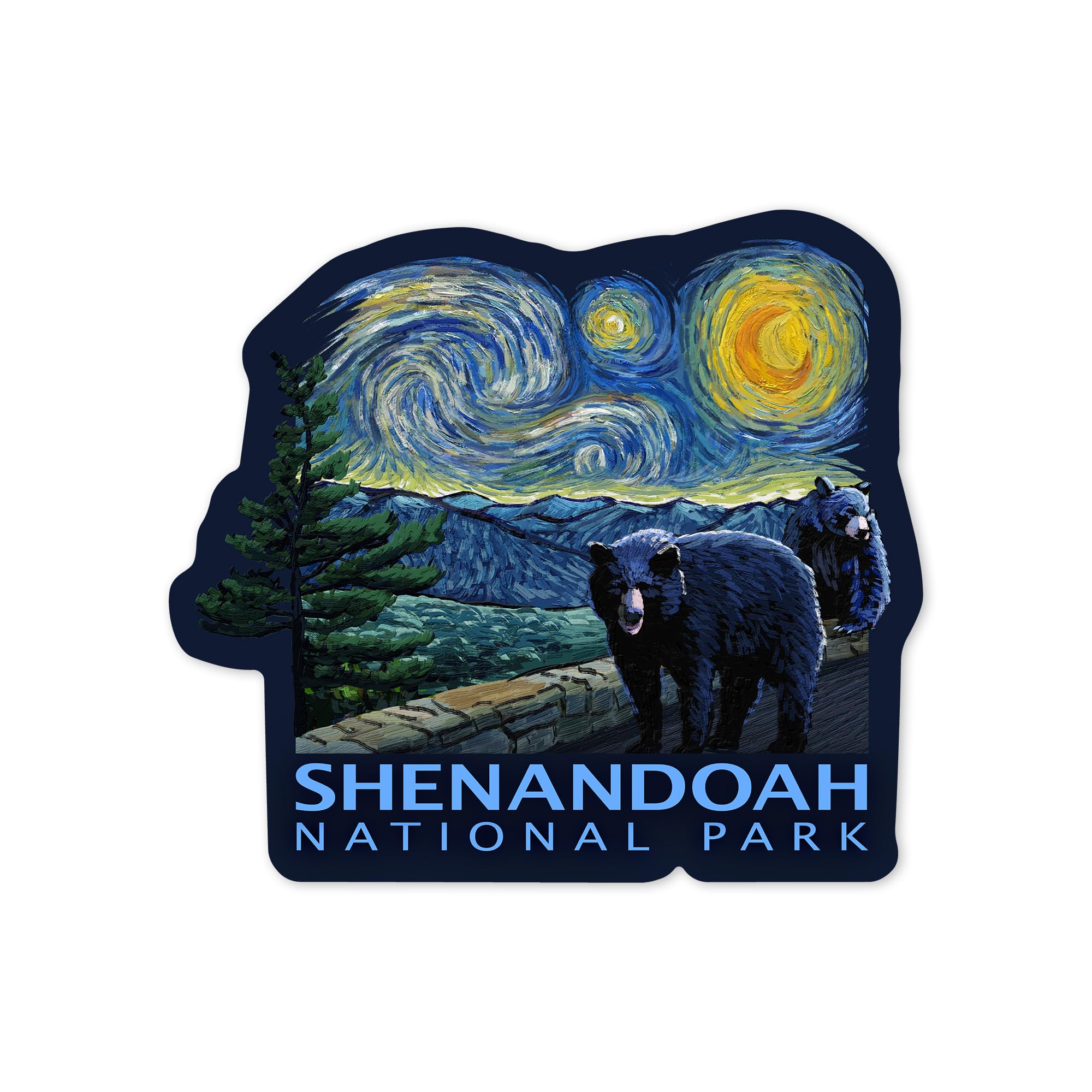 Waterproof Die Cut Vinyl Stickers - Shenandoah National Park Virginia Starry Night Series (1-3 Inch) - Decals for Cars, Water Bottles, Laptops, Coolers - Perfect for Outdoor Adventures, Travel Gear & Personalizing Devices
