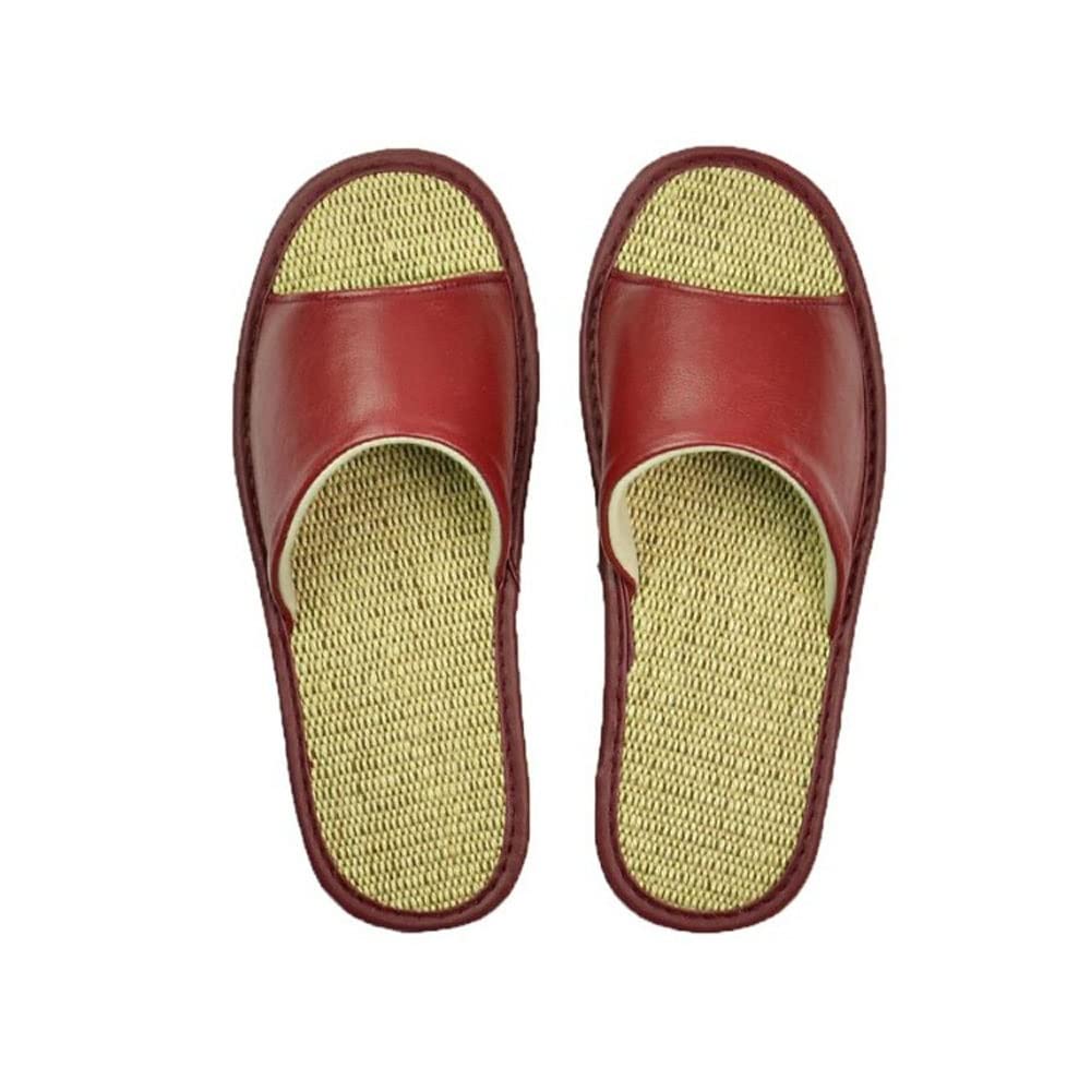 Soft Leather Slippers for Men & Women - Comfortable Indoor House Shoes with Non-Slip Sole - Cozy Couple Slippers in Red (Size 35-36) - Perfect for Home, Spa & Relaxation