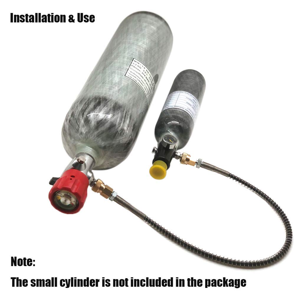 30 Cu Ft 4500 PSI Carbon Fiber PCP Air Tank - CE Approved Paintball Compressed Air System with Regulator Valve & Top Gauge Set (Empty Bottle) | Perfect for Paintball, Scuba Diving & Airgun Refills