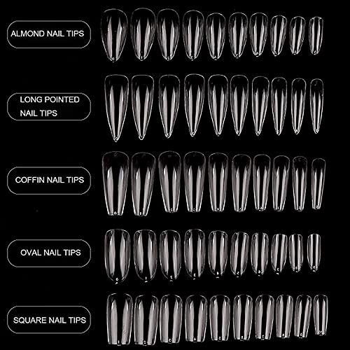 FAMEZA 100pcs Clear Acrylic False Nail Tips - Full Cover Artificial Nails with Storage Case for DIY Nail Art, 10 Sizes - Perfect for Salon, Home Manicure & Party Glam Looks