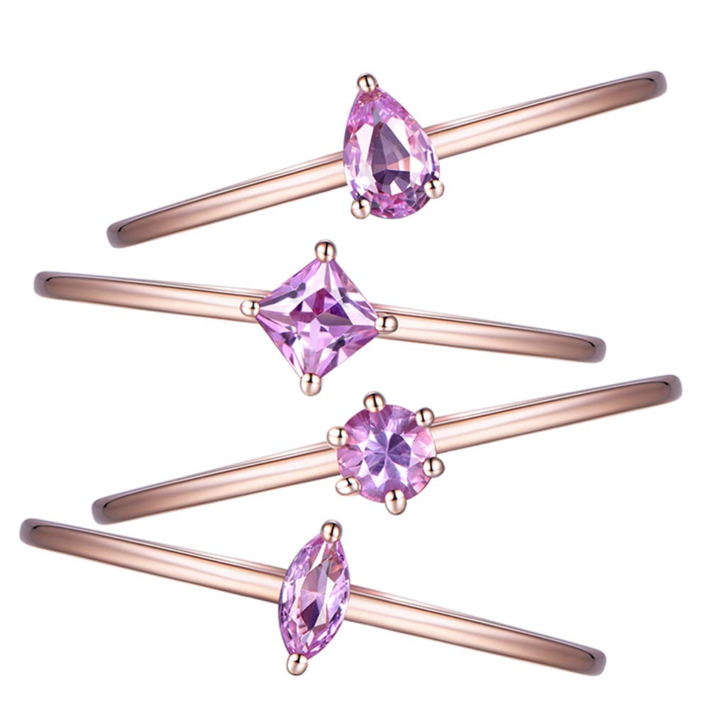 Natural Pink Sapphire Gemstone 14K Rose Gold Rings for Women - Elegant Jewelry Gift for Anniversary, Engagement & Special Occasions