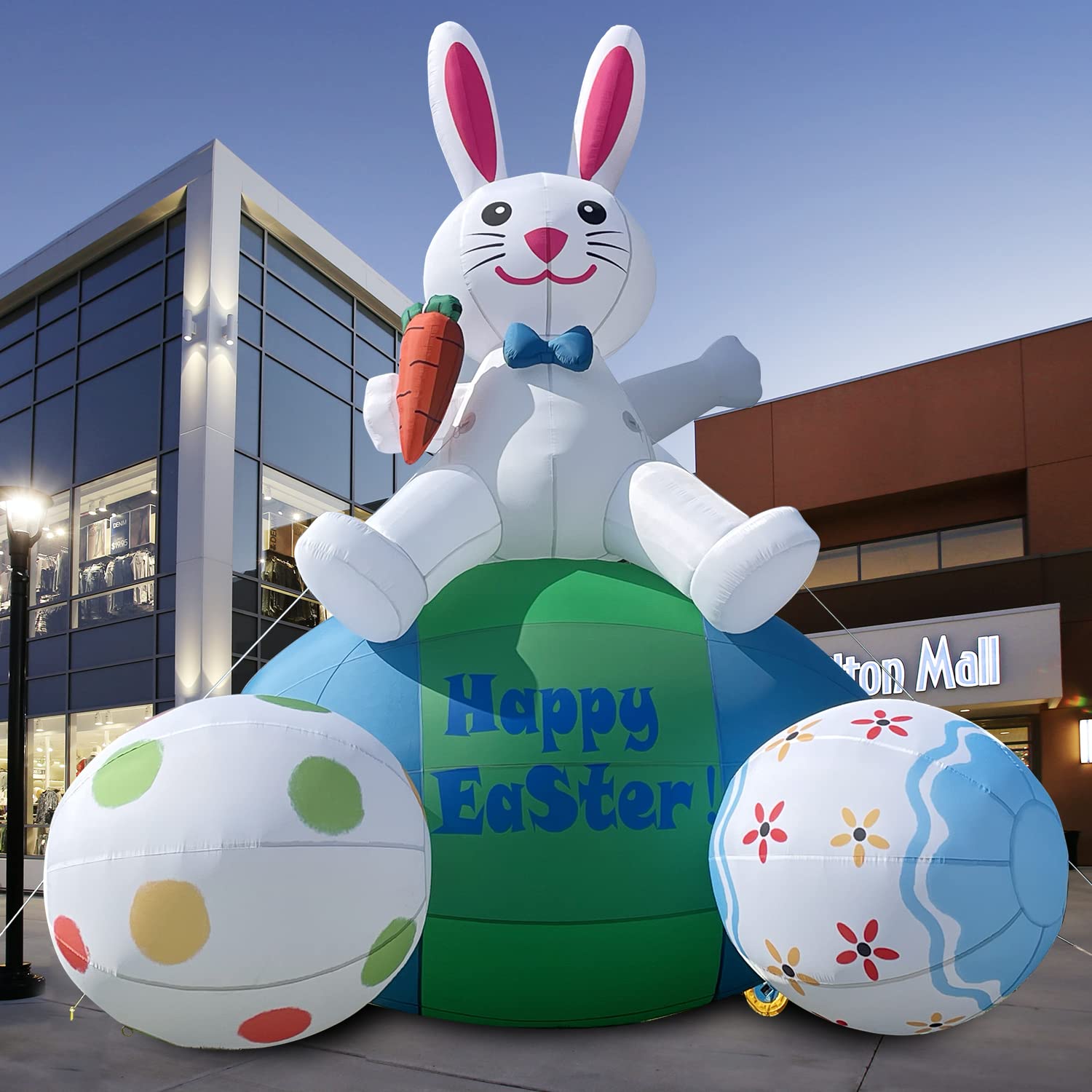 **20FT Giant Inflatable Easter Bunny with 3 Eggs & Blower - Outdoor Yard Decor for Easter, Spring Parties, and Business Promotions**