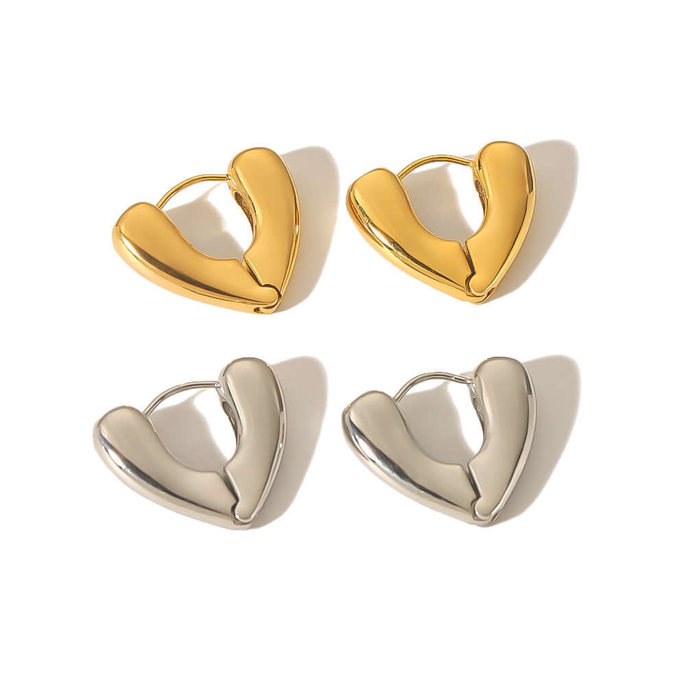 TE6472 Simple Metallic Trillion Huggie Hoop Earrings - Minimalist Everyday Jewelry for Women, Perfect for Work, Date Night & Casual Outfits