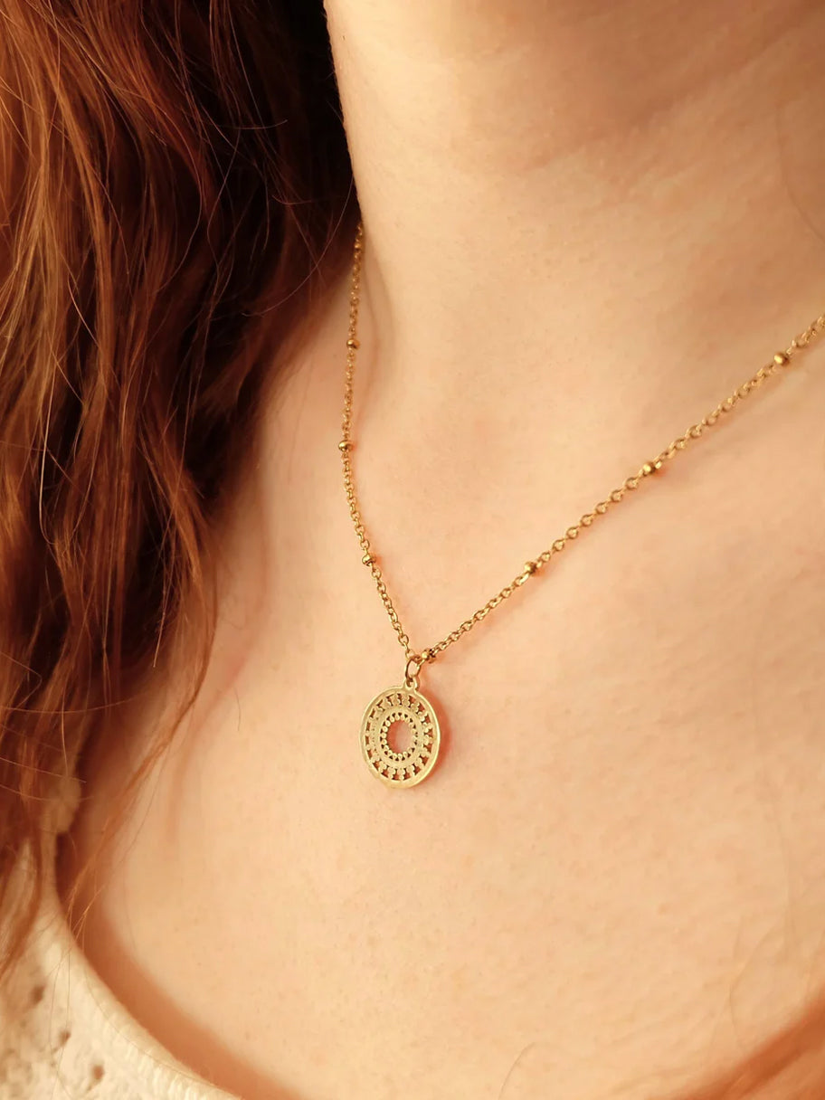 Augusta Jewelry Gold Plated Mandala Pendant Necklace for Women - Elegant Boho Style Jewelry for Parties, Weddings & Everyday Wear