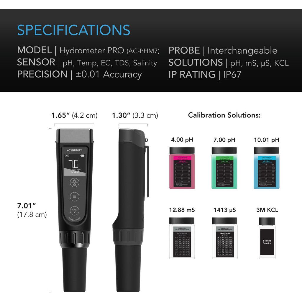 AC Infinity Hydroponic Meter PRO Kit - Digital pH & EC Tester for Indoor Plants, Hydroponics, Aquaponics - Perfect for Grow Tents, Greenhouses & Home Gardening