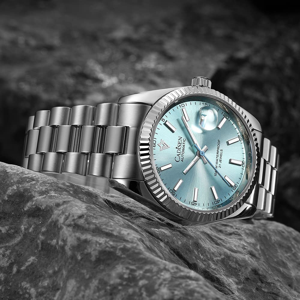 CADISEN Men's Automatic Watch - Sapphire Crystal Luxury Mechanical Wristwatch with Stainless Steel Band, 50M Waterproof, Dress & Casual Timepiece - Perfect for Business, Dating & Formal Occasions