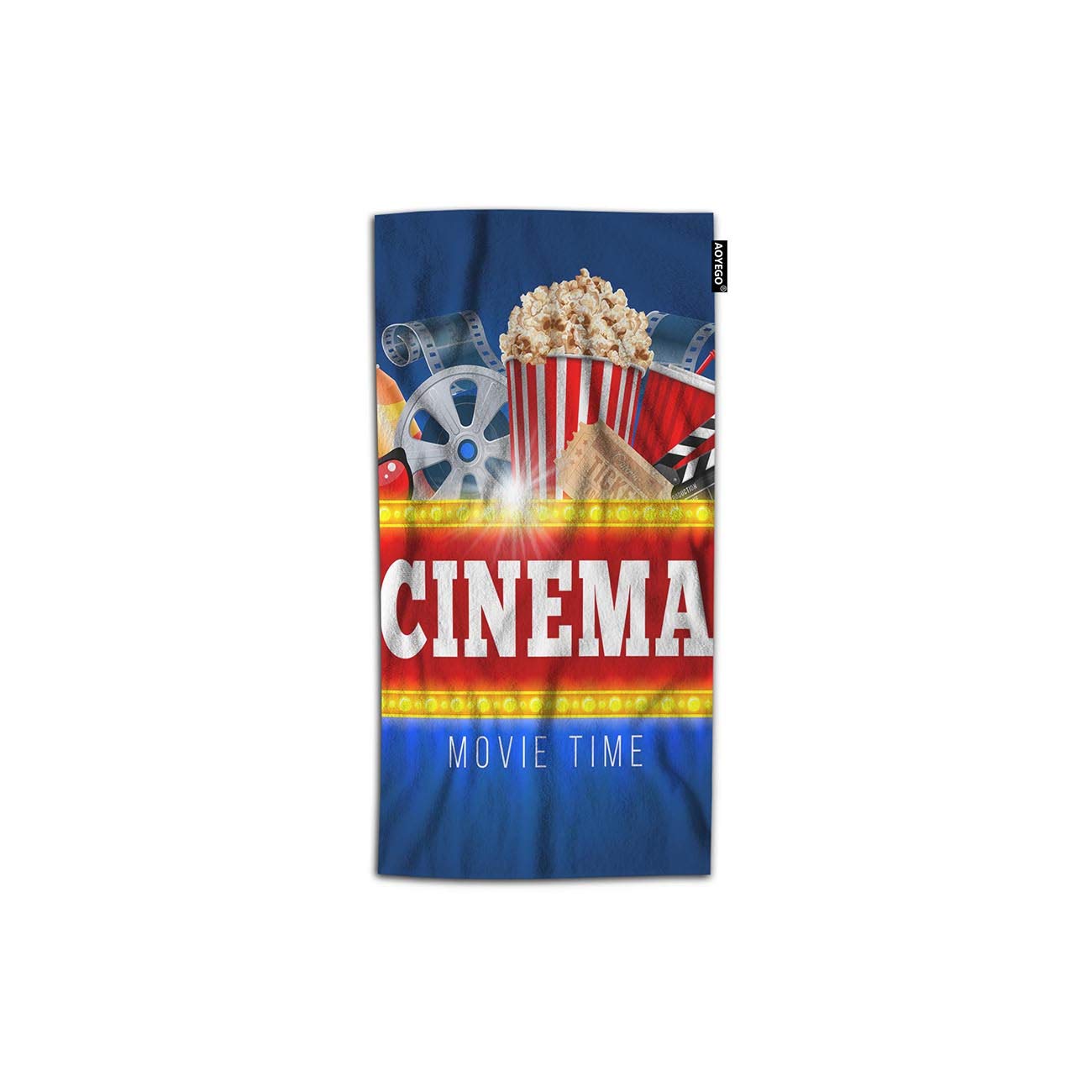AOYEGO Movie Theater Theme Hand Towels - 30x15 Inch Soft Polyester Microfiber Kitchen Towels with Popcorn, Film Ticket & Clapboard Designs - Perfect for Movie Nights, Home Theater Decor & Gift Giving