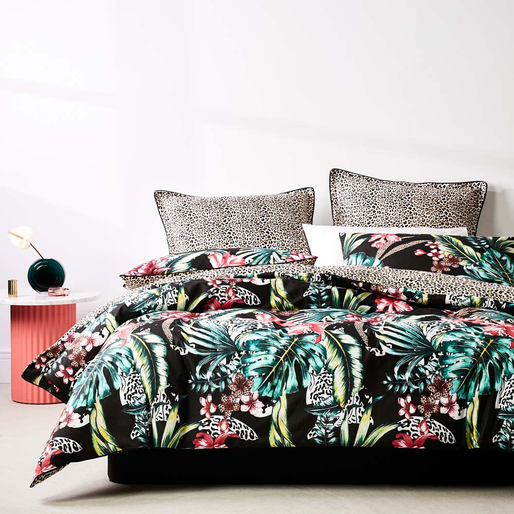 Etta Black Quilt Cover Set for Double Bed - Soft & Breathable Bedding Set with Zipper Closure - Perfect for Master Bedroom, Guest Room & Hotel Use