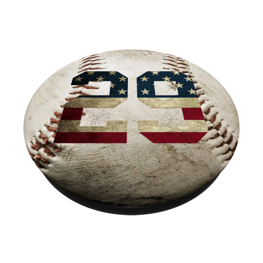 Baseball Number 29 with American USA Flag Phone Stand - Swappable PopSockets PopGrip for Phones & Tablets | Perfect for Baseball Fans, Patriotic Decor & Phone Support
