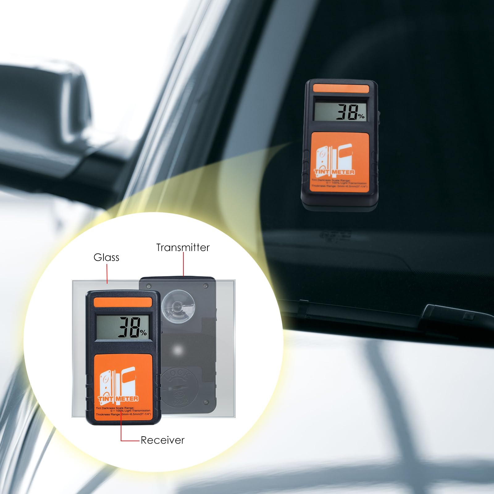 Professional Window Tint Meter - Digital Tint Reader with 100% VLT Accuracy | Continuous Light Transmission Tester for Car Windows, Vehicle Glass & Home Curtains | Perfect for Auto Shops, DIY Car Tinting & Home Privacy Solutions
