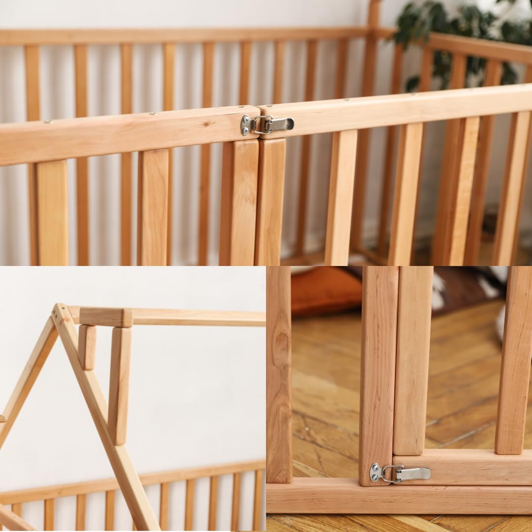 Montessori Floor Bed for Toddlers - Full & Queen Size Toddler Bed with Safety Rails - Solid Wood Frame - Kids Room, Daycare, Nursery - Model 21