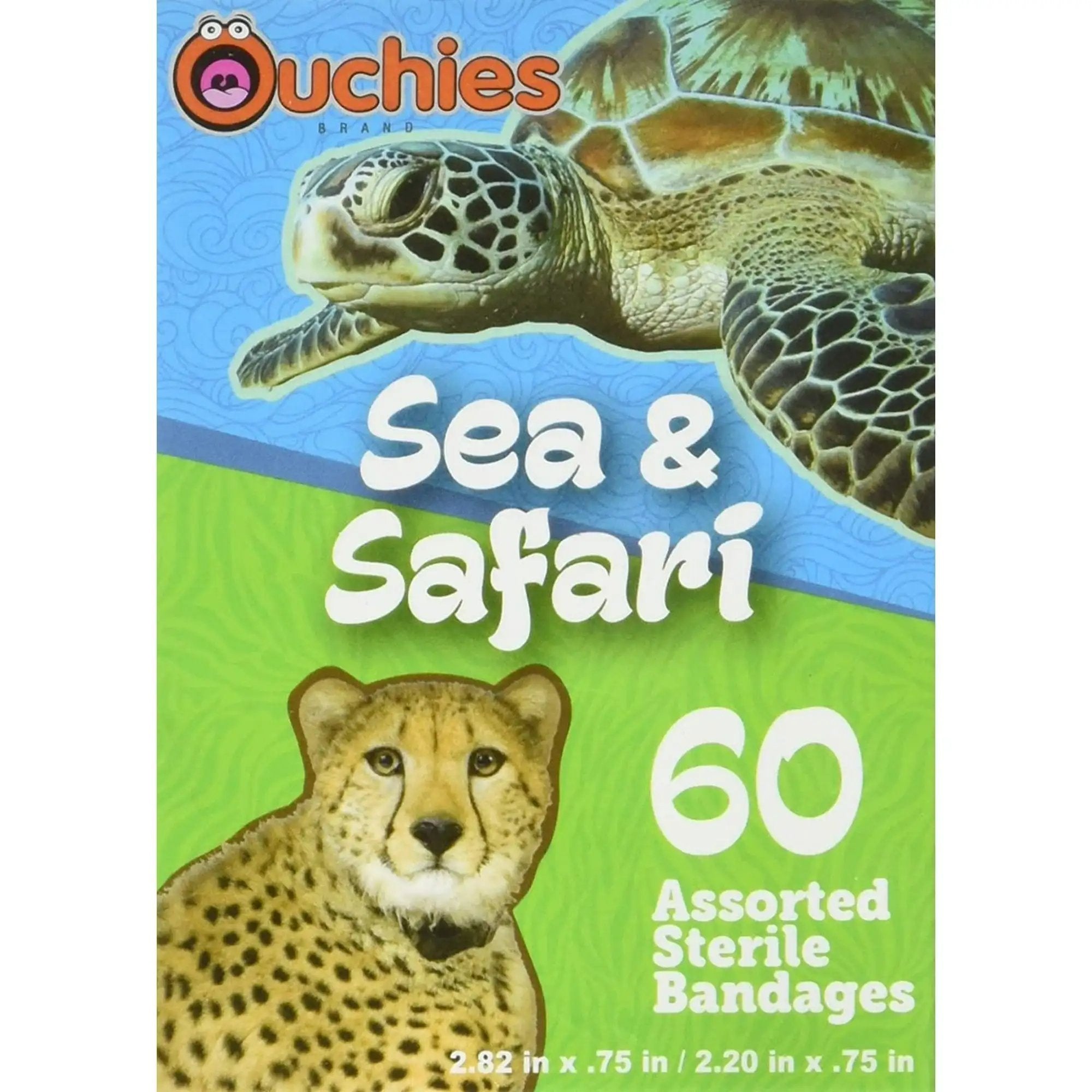 Cosrich Ouchies Sea & Safari Adhesive Bandages for Kids - 60 Count Waterproof Wound Care (2.82