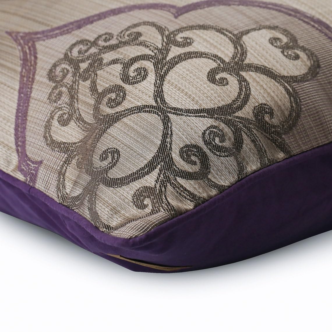 Premium Decorative Throw Pillow Covers 22x22 Inch (55x55 cm) - Luxurious Damask Floral Design in Elegant Purple - Perfect for Sofa, Bedroom & Living Room Decor - HomeCentric Art Silk Square Pillow Cases