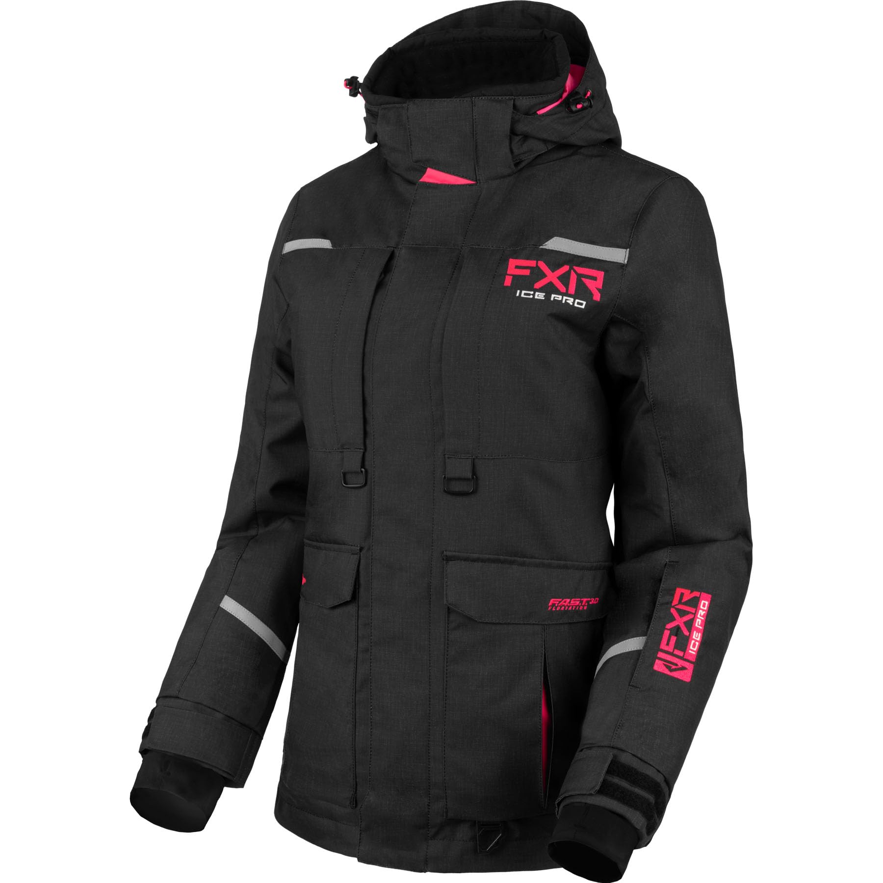 FXR Women's Excursion Ice Pro Jacket 2022 - Waterproof Snowmobile Jacket for Cold Weather (Black Linen/Electric Pink, Size 8) | Ideal for Snowmobiling, Skiing & Winter Outdoor Activities