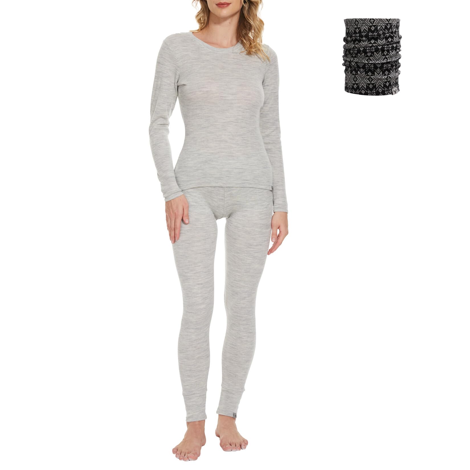 Premium Merino Wool Base Layer Set for Women - 100% Natural Thermal Underwear | Winter Hiking, Skiing & Cold Weather Outdoor Activities