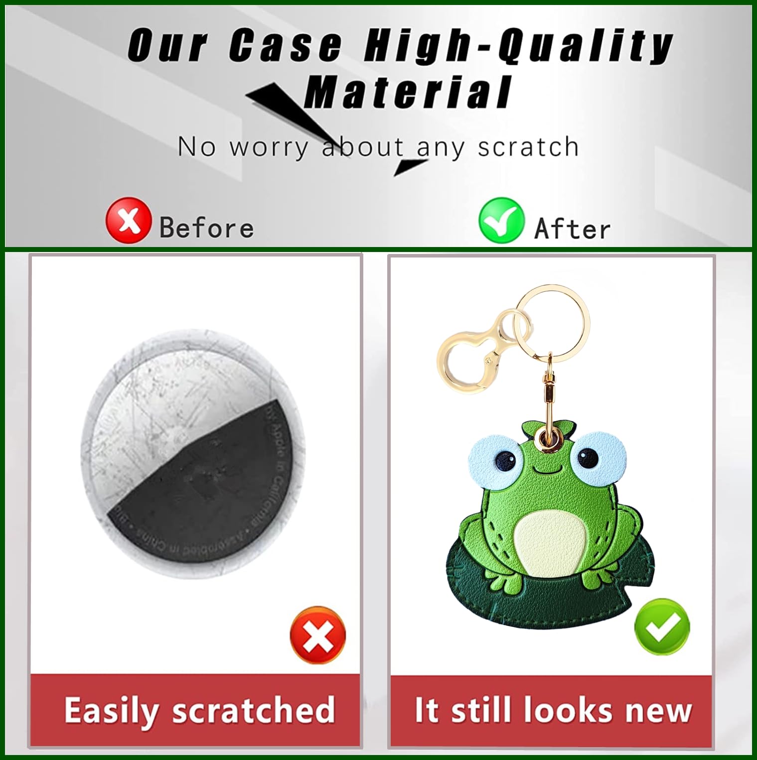 Premium Leather Keychain Holder for Apple AirTag - Cute GPS Tracker Case with Metal Key Ring | Perfect for Keys, Wallets, Backpacks & Luggage Tracking