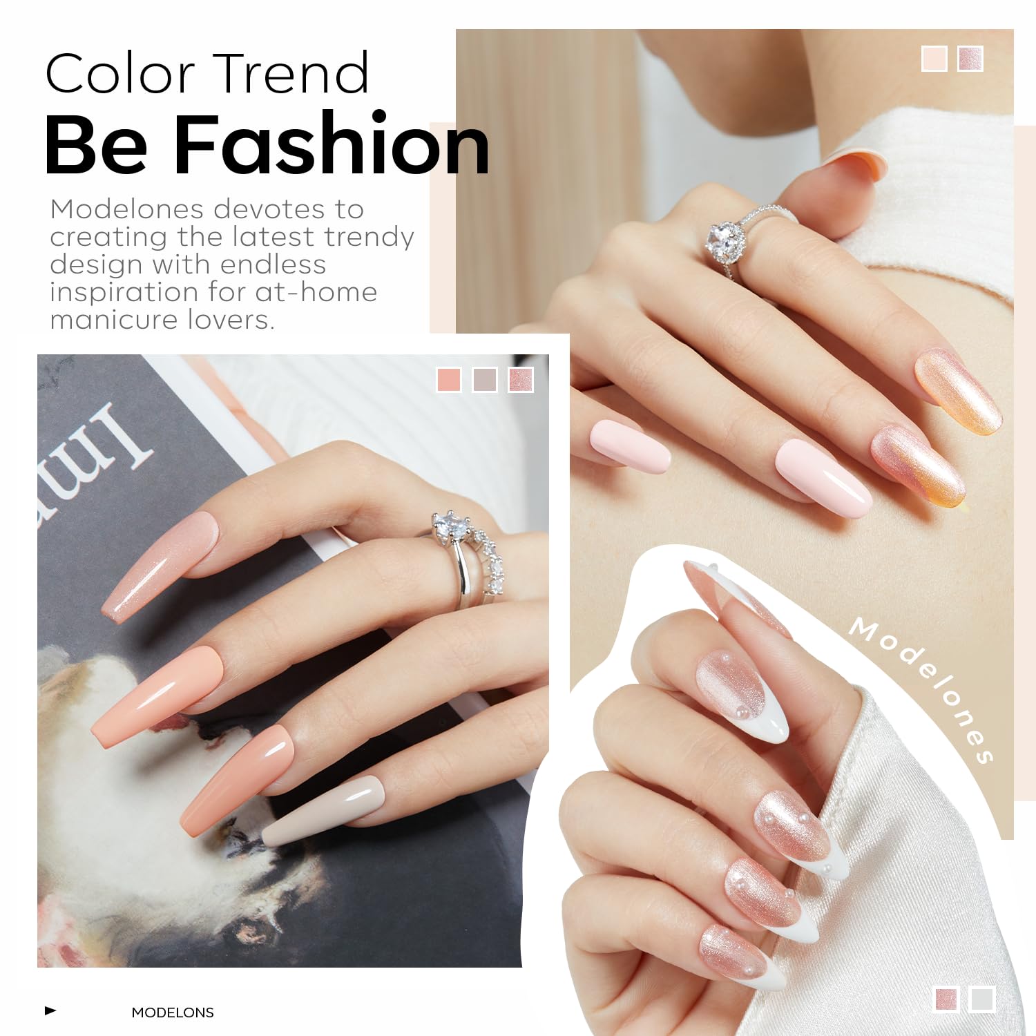 Modelones Gel Nail Polish Set - 6 Colors Neutral Nude Gel Polish Kit with Skin Tone Cashmere Pink & Glitter | Bubble Bath Collection | Soak Off UV LED Nail Polish for All Season Manicure | DIY Salon & Home Nail Art Gift for Women | Perfect for Parties, Weddings & Everyday Wear