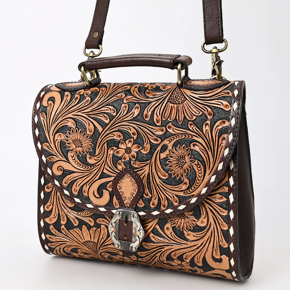 American Darling Adbga528 Genuine Leather Women's Western Handbag - Hand Tooled Briefcase Purse for Cowgirl Style, Rodeo Events & Country Fashion Accessories