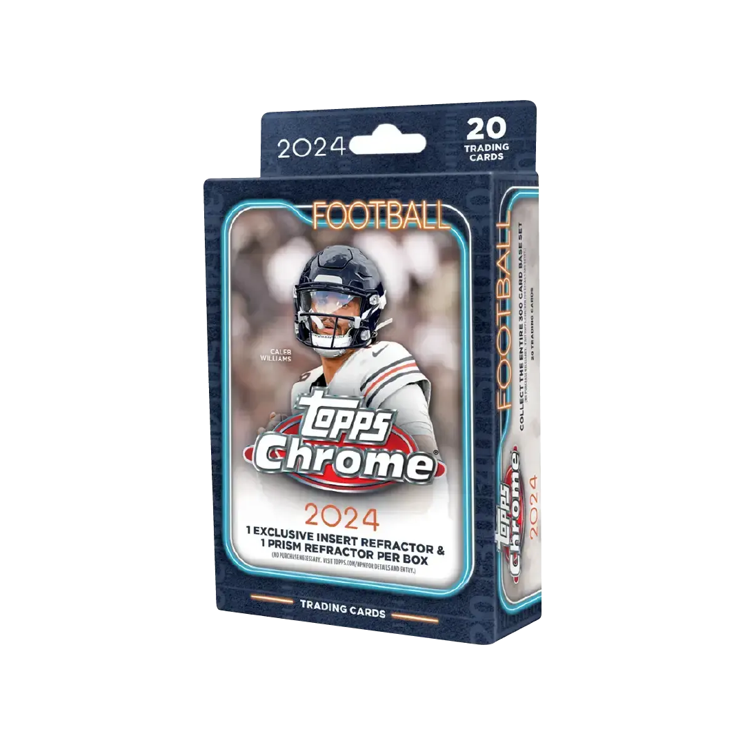 2024 Topps Chrome Football Hanger Box - Premium NFL Trading Cards Collection for Collectors & Fans - Perfect for Sports Memorabilia Displays & Fantasy Football Drafts