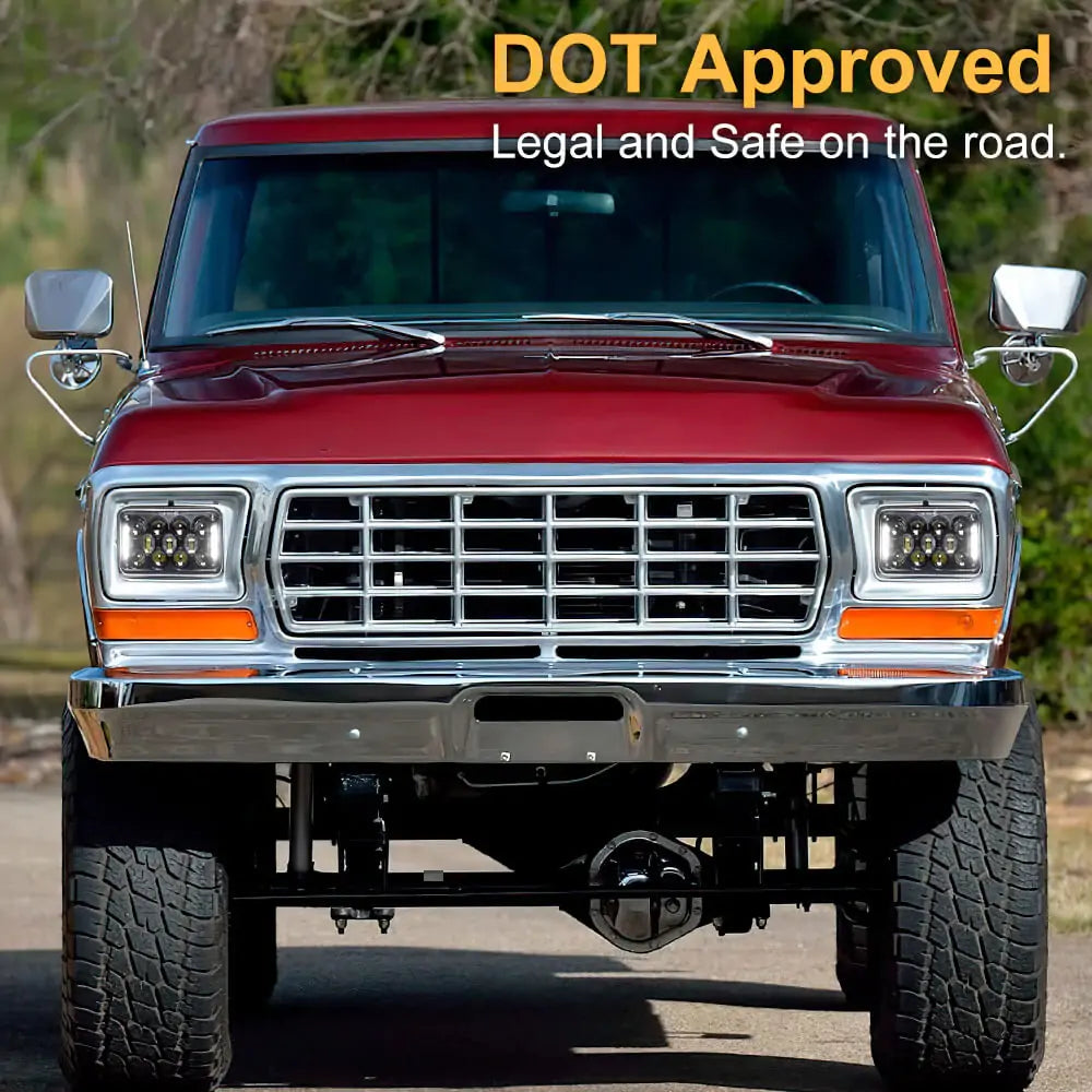 60W 4x6 Inch LED Rectangular Sealed Beam Headlights - DOT Approved Truck Headlight Replacement - High Brightness for Off-Road, Night Driving & Foggy Conditions