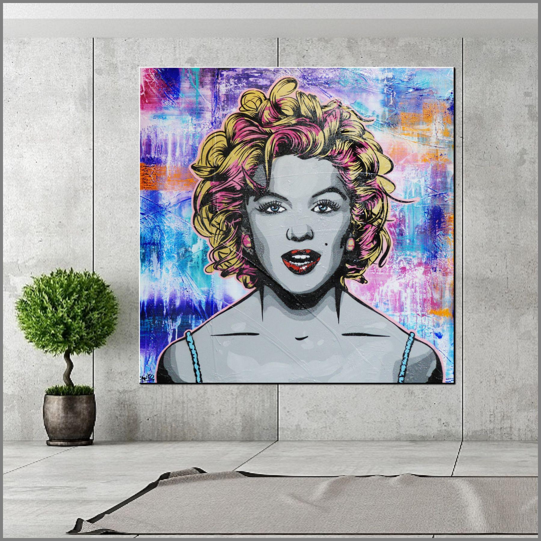 120cm x 120cm Marilyn Monroe Grunge Urban Pop Art Canvas Painting - Wall Decor for Living Room, Bedroom & Office