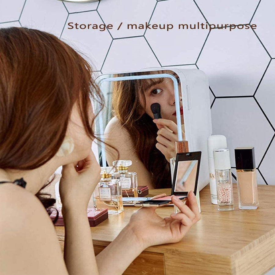 Mini Makeup Fridge - Portable Cosmetic Refrigerator & Warmer for Skincare, Perfume & Beauty Products | Perfect for Bedroom, Vanity & Travel Use