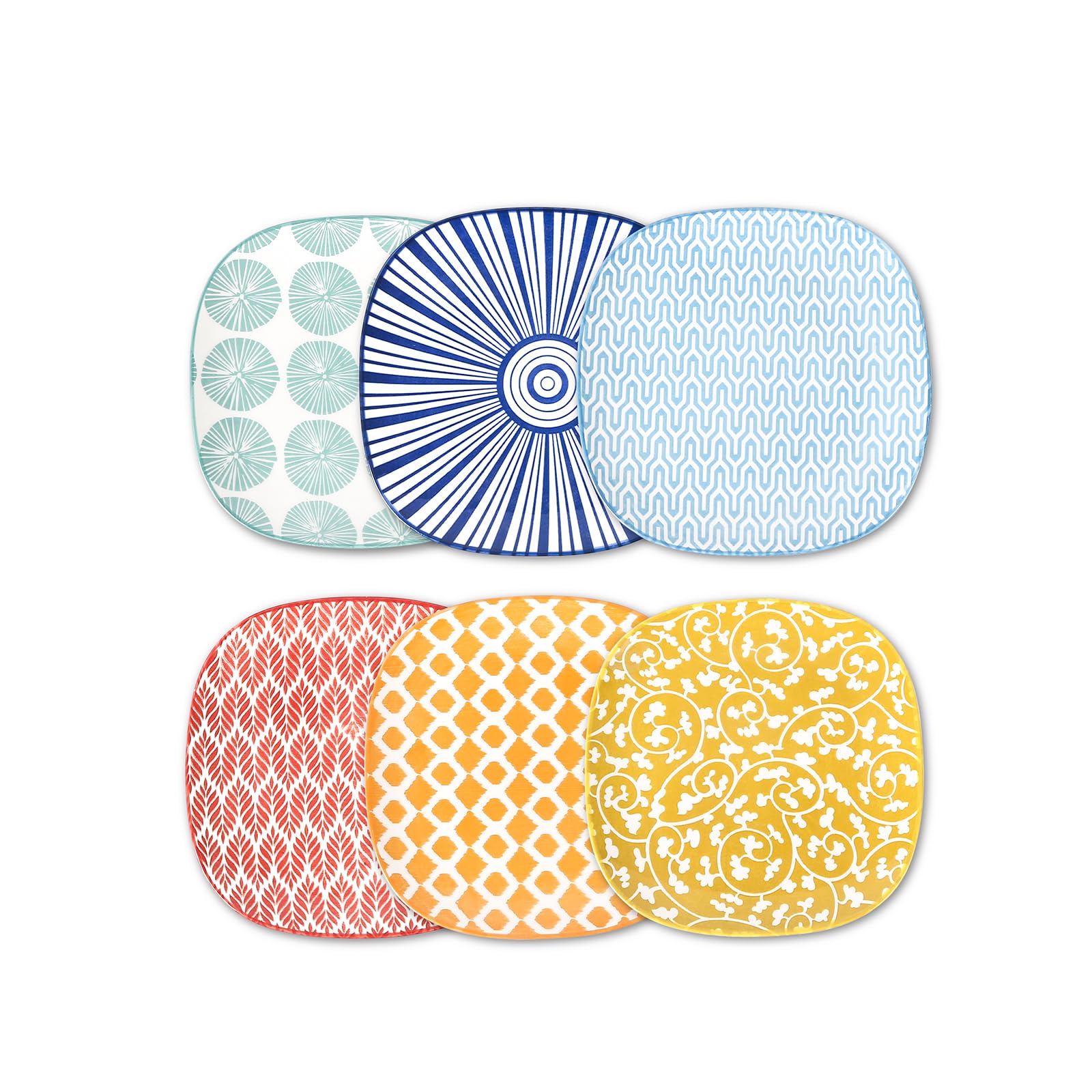 Selamica 6 Inch Porcelain Dessert Plates - Set of 6 Small Ceramic Appetizer Plates for Cake, Snacks, Salad & Side Dishes | Microwave & Dishwasher Safe | Assorted Colors | Perfect for Dinner Parties, Tea Time & Home Decor