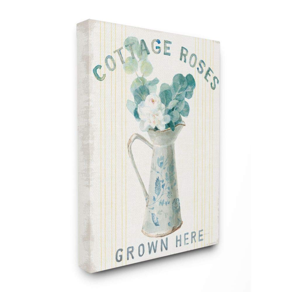 Stupell Industries Country Roses in Milk Tin Painting - Off-White Blue Yellow Wall Art by Danhui Nai - 36x48 Inch Canvas - Perfect for Farmhouse Decor, Living Room, Bedroom & Office
