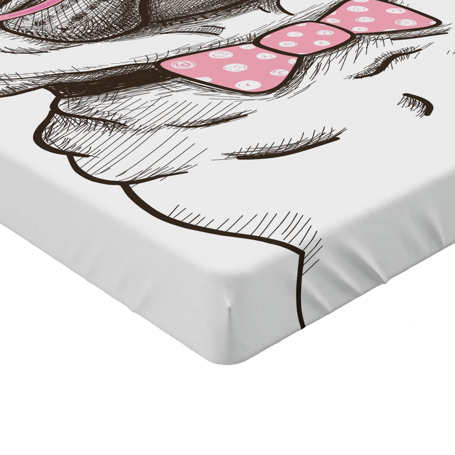 Ambesonne Pug Fitted Sheet - Full Size Pet Dog Bed Cover with Deep Pocket for Home Comfort
