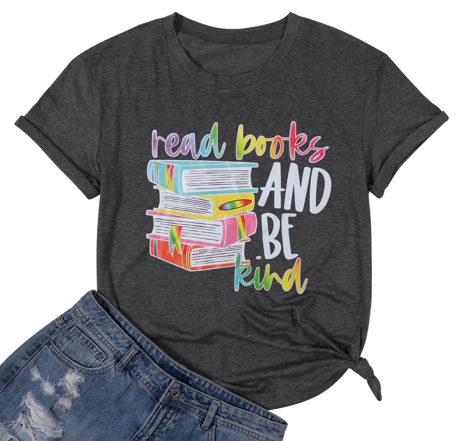 Reading Rainbow Book Lover T-Shirt for Women - Inspirational Teacher & Bookworm Short Sleeve Top - Perfect for Book Clubs, Library Visits & Casual Reading Days